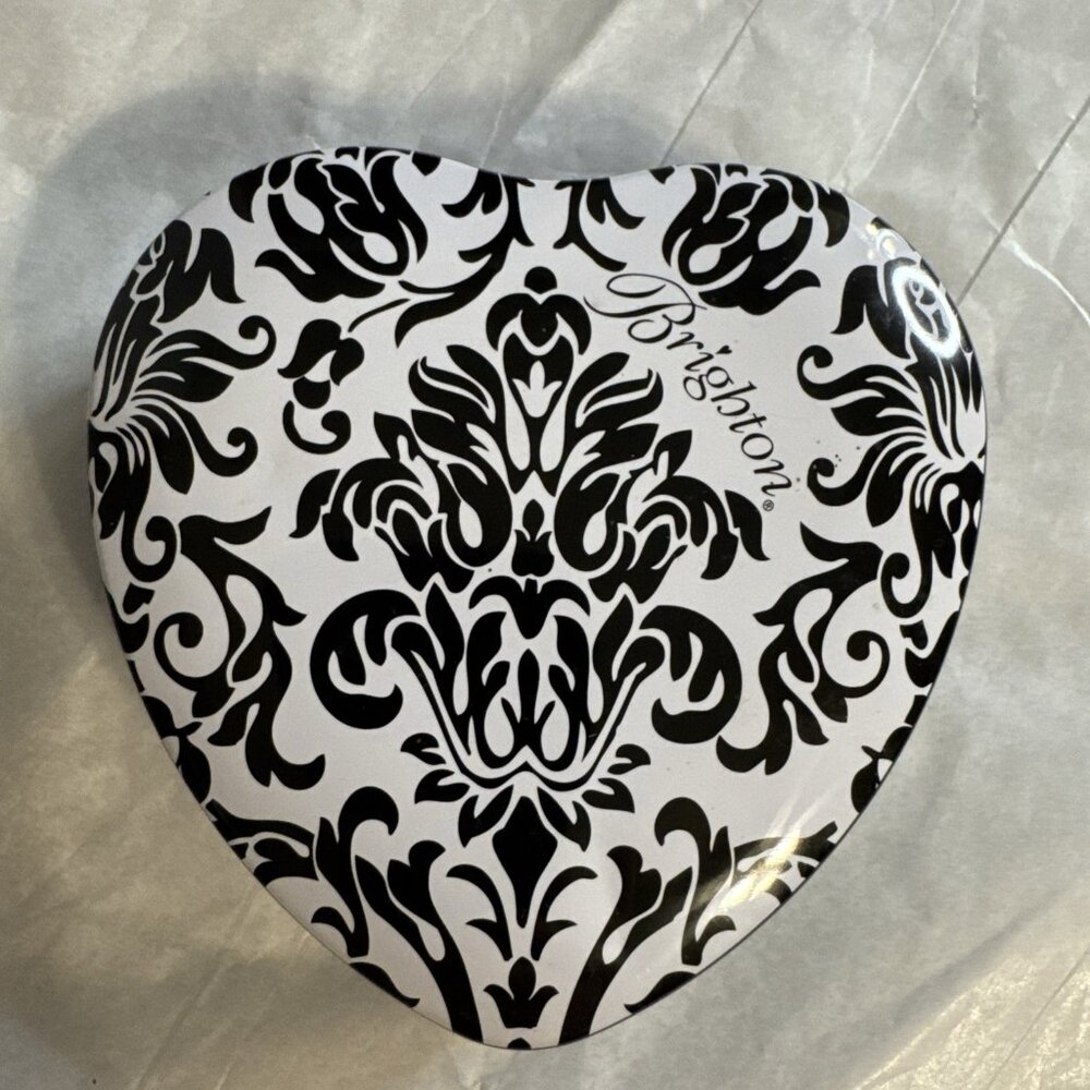 Brighton Jewelry Gift Box Metal Floral Tin Heart Empty Storage 3.5" x 3.5" NEW 1